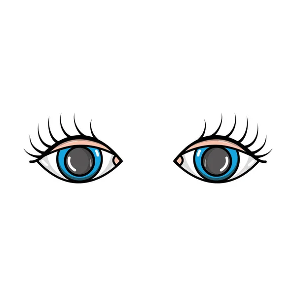 Visión Ojos Con Pestañas Estilo Diseño Vector Ilustración — Archivo Imágenes Vectoriales