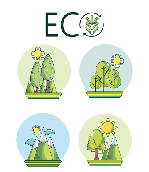 Set Van Eco Pictogrammen Symbolen Die Collectie Vector Illustratie Grafisch — Stockvector