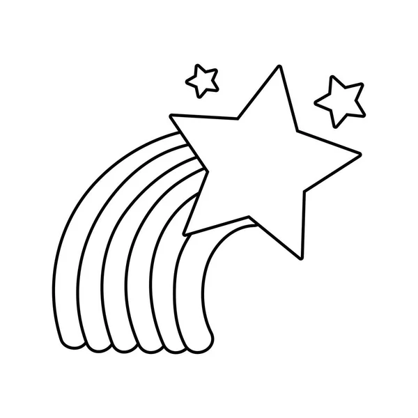 Linka Světlé Duha Obloze Hvězdami Návrhu Vektorové Ilustrace — Stockový vektor