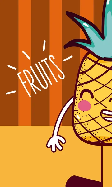 Ananas Niedlich Und Lustig Cartoon Vektor Illustration Grafik Design — Stockvektor