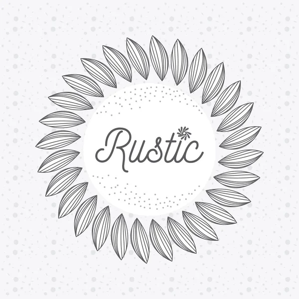 Rustik yuvarlak çerçeve çiçek elle çizilmiş simge vektör çizim grafik tasarım