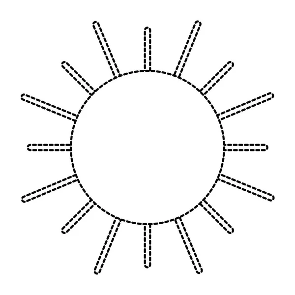 Пунктирная Форма Плоское Солнце Огнями Луч Белом Фоне Векторной Иллюстрации — стоковый вектор