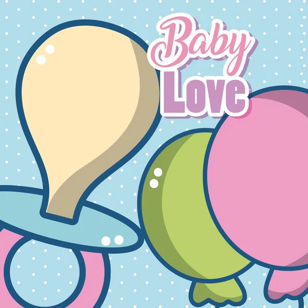 Baby Love Card Con Simpatici Cartoni Animati Vettoriale Illustrazione Grafica — Vettoriale Stock