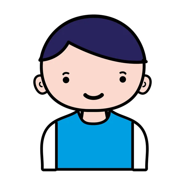 Happy Boy Dark Blue Hair Shirt Vector Illustration — Stock Vector