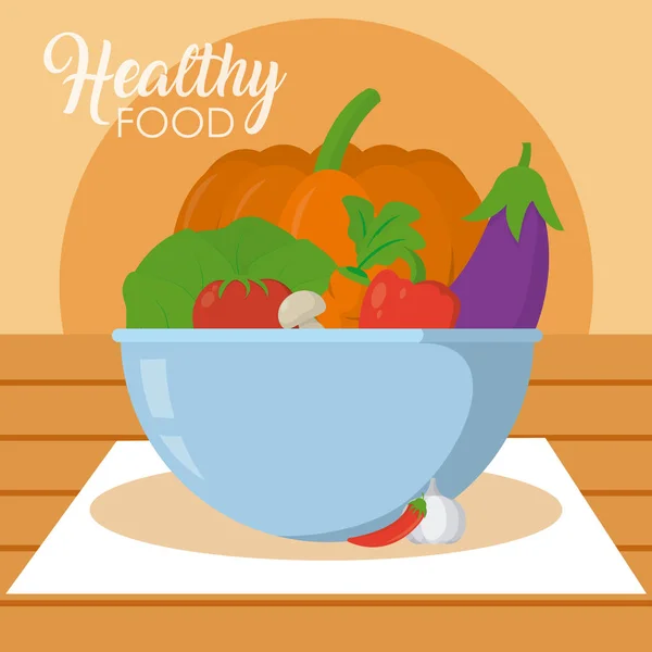 Fresh Vegetables Table Vector Illustration Graphic Design — Stock Vector