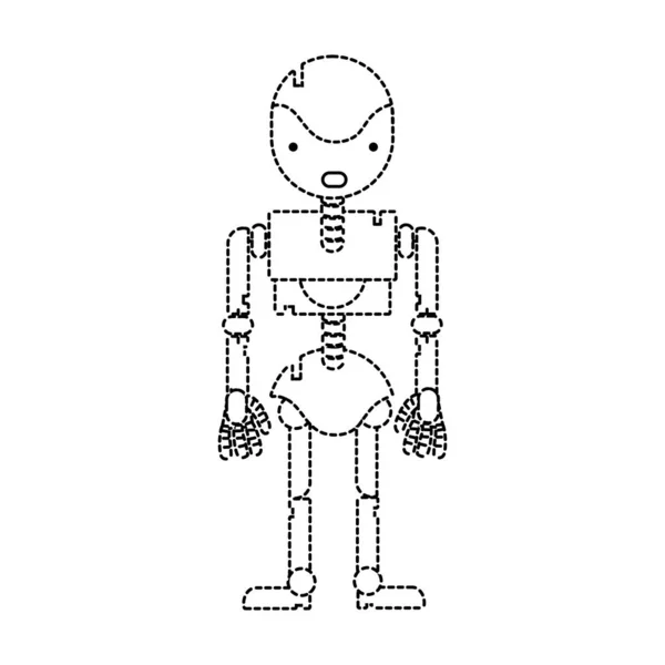 Dotted Shape Robot Machine Technology Body Design Vecctor Illustration — Stock Vector