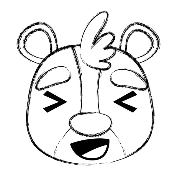 Grunge Cheerful Bear Head Wild Animal Vector Illustration — Stock Vector