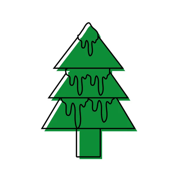 Color Natural Pine Tree Snow Design Vector Illustration — Stock Vector
