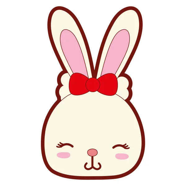 Line Color Shy Rabbit Head Wild Animal Vector Illustration — Stock Vector