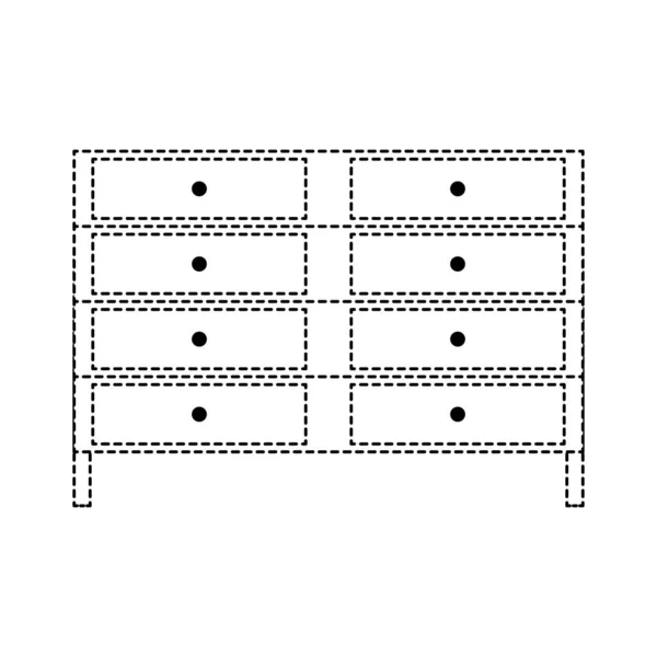 Деревянный Стол Пунктирной Формы Векторной Иллюстрацией Комодов — стоковый вектор
