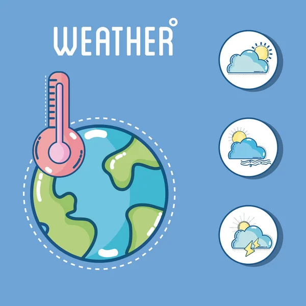 Plantilla Meteorológica Pronosticada Con Elementos Vector Ilustración Diseño Gráfico — Vector de stock