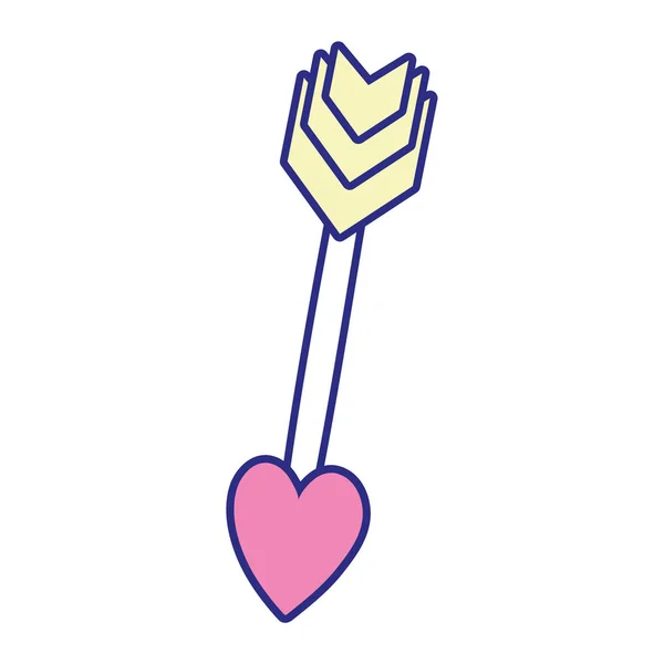 Flecha Cupido Todo Color Con Corazón Puntero Diseño Vector Ilustración — Vector de stock
