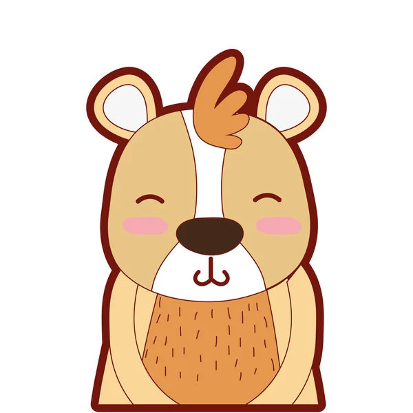 Linha Cor Adorável Sorriso Urso Animal Selvagem Vetor Ilustração —  Vetores de Stock