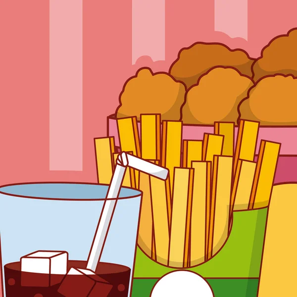 Nugget Combo Avec Frites Soda Vecteur Illustration Graphique Vectoriel Illustration — Image vectorielle