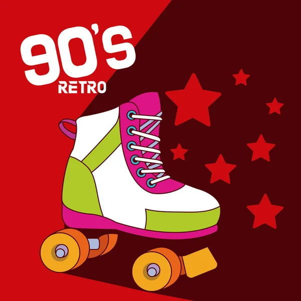 90Er Retro Cartoons Mit Rollschuhen Vektor Illustration Grafik Design — Stockvektor