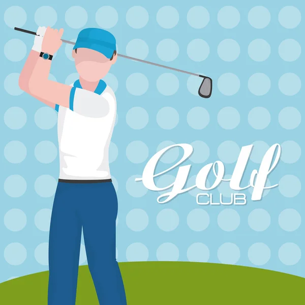 Golfspeler Met Club Camp Cartoon Vector Illustratie Grafisch Ontwerp — Stockvector