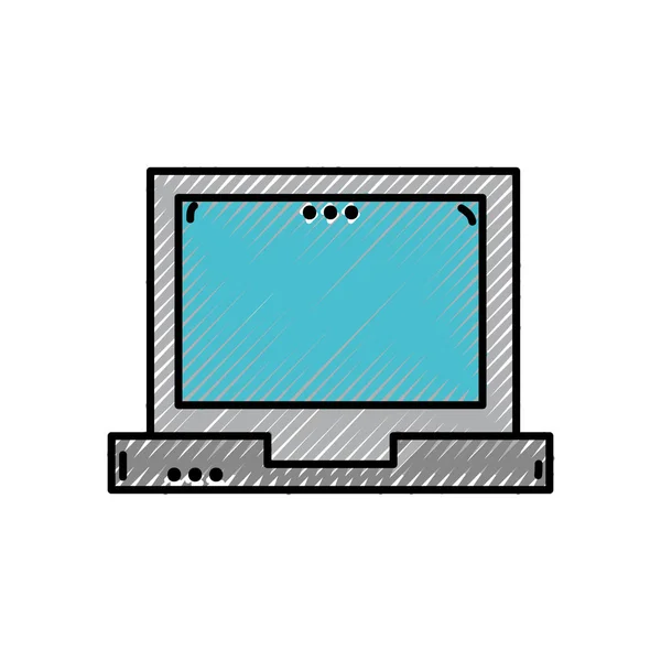 带屏幕和键盘的格栅笔记本电脑技术设备 — 图库矢量图片