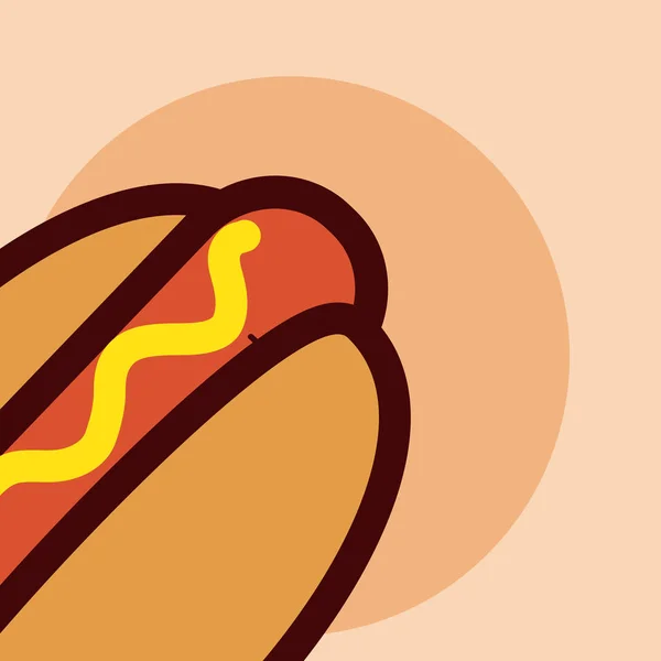 Hot Dog Rychlé Občerstvení Kreslený Zblízka Vektorové Ilustrace Grafický Design — Stockový vektor
