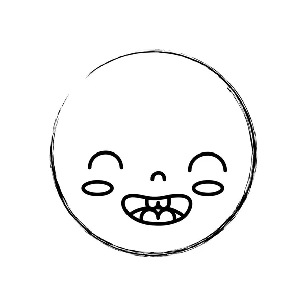 Figure Kawaii Head Cute Smile Face Vector Illustration — Stock Vector