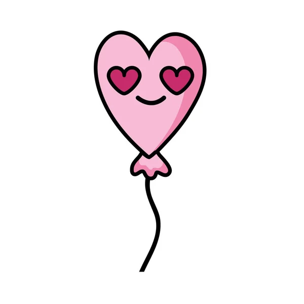 Herz Ballon Love Kawaii Cartoon Vektor Illustration — Stockvektor