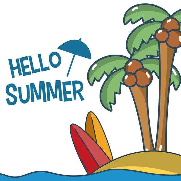 Hello Summer Cartoons Векторный Графический Дизайн Иллюстрации — стоковый вектор
