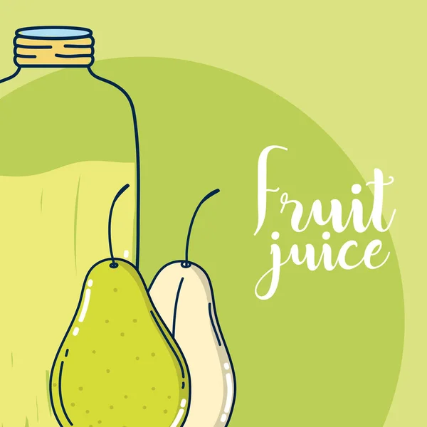 Pear Fruit Sap Glazen Fles Vector Illustratie Grafisch Ontwerp — Stockvector