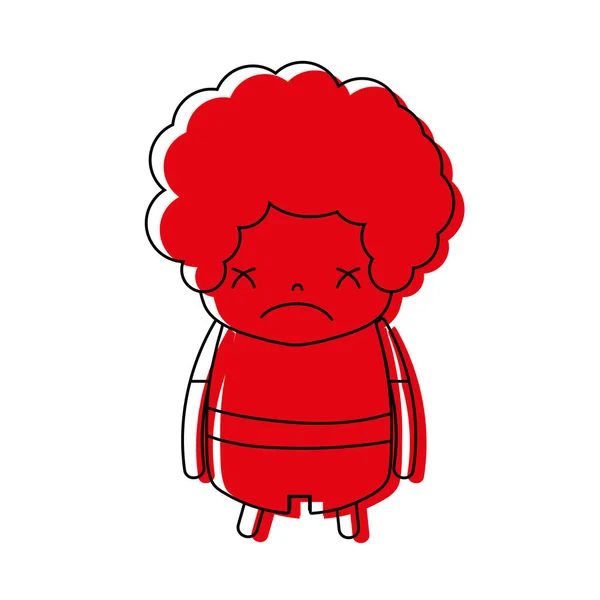 色少年の巻き毛と悲しい顔のベクトル図 — ストックベクタ