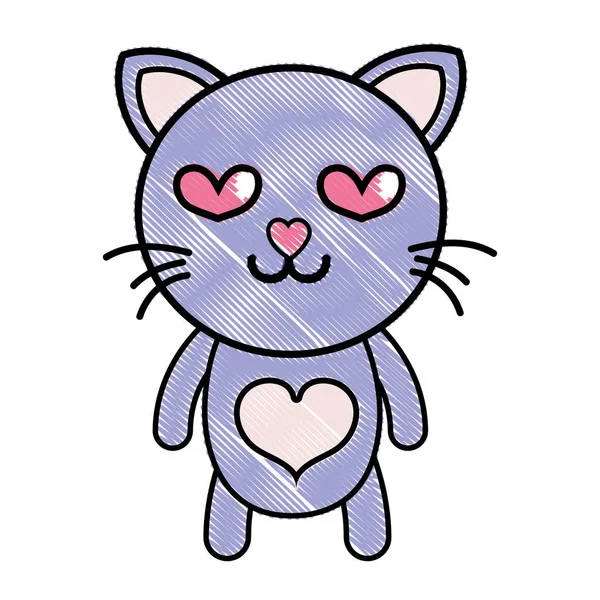 Τριμμένο Ερωτευμένος Γάτα Χαριτωμένα Αιλουροειδή Ζώων Διανυσματικά Εικονογράφηση — Διανυσματικό Αρχείο