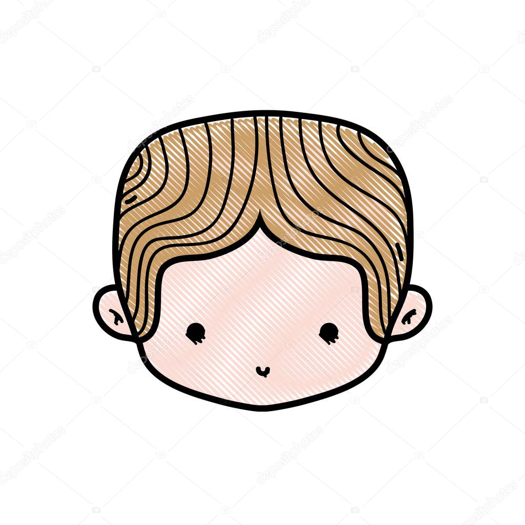 grated boy head with middle parted hair vector illustration
