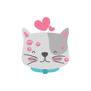 Hayvan evde beslenen hayvan ve yavru tema izole tasarım vektör çizim karikatür kedi