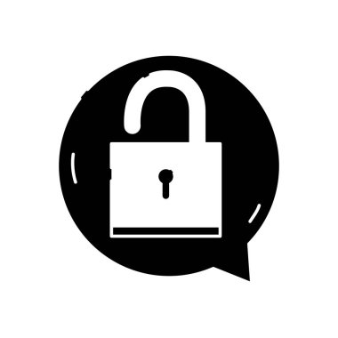 kontur asma kilit işareti sohbet kabarcık vektör çizim içinde güvenlik