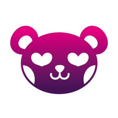 aşık ayı baş sevimli hayvan vektör çizim siluet