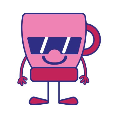 Tam renk mutlu kahve Kupası kawaii kolları ve bacakları ile vektör çizim