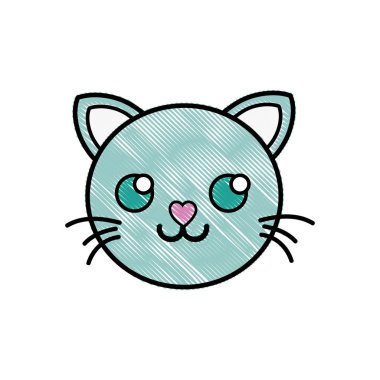 rendelenmiş mutlu kedi baş sevimli hayvan vektör çizim