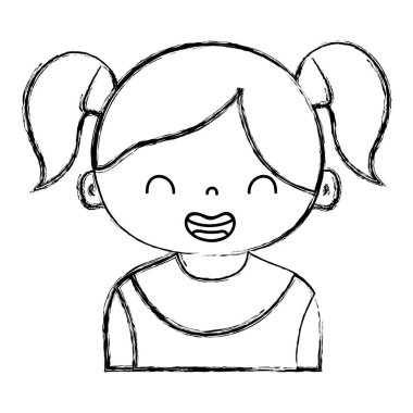 Şekil gülümseme kız iki kuyruk saç tasarım vektör çizim ile