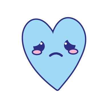 tam renkli sevimli ağlayan kalp kawaii karikatür vektör çizim