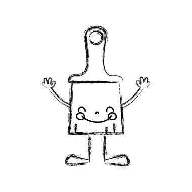 Şekil kawaii mutlu fırça nesne kollar ve bacaklar vektör çizim ile