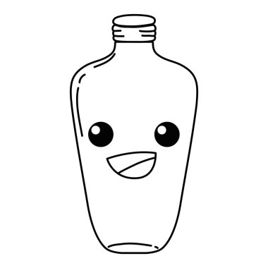 satır mutlu mason kavanoza kawaii karikatür vektör çizim