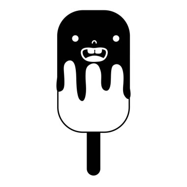 siluet gülümseme buz lolly kawaii tatlı vektör çizim