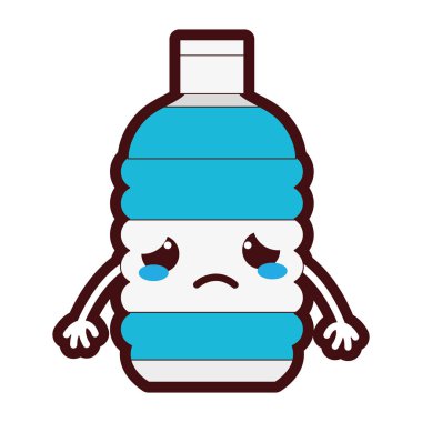 çizgi rengi üzgün ve ihale şişe etmek kawaii vektör çizim