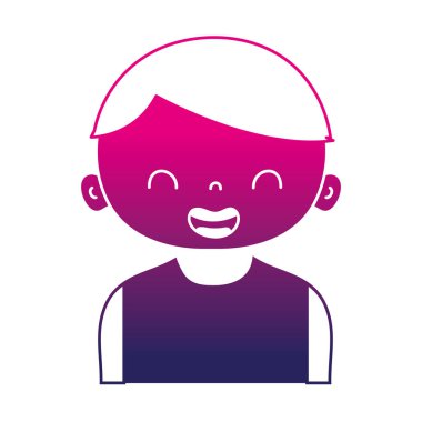 siluet gülümseme çocuk t-shirt ve saç şekli vektör çizim ile