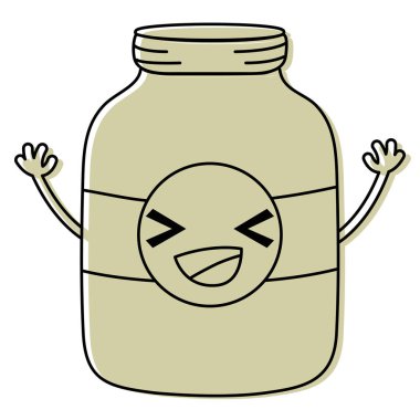 mutlu mason cam kawaii renk etiket ve silah ile vektör çizim