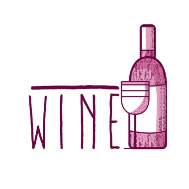 Şarap şişe ve bardak vektör çizim grafik tasarım