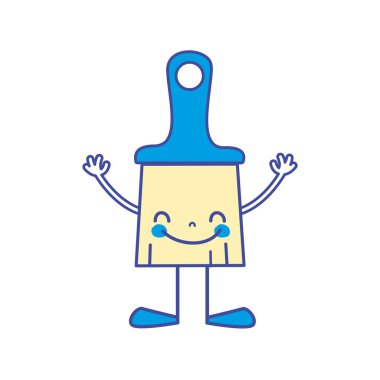 çizgi rengi kawaii mutlu fırça nesnesi kollar ve bacaklar vektör çizim ile