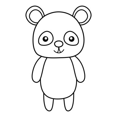 satır mutlu ve sevimli panda vahşi hayvan vektör çizim