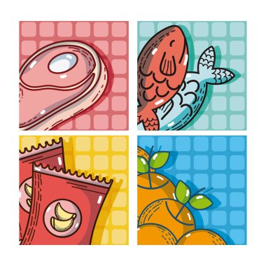 Süpermarket ürünleri vektör çizim grafik tasarım