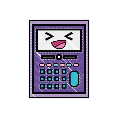 rendelenmiş mutlu ve sevimli hesap makinesi nesne kawaii vektör çizim