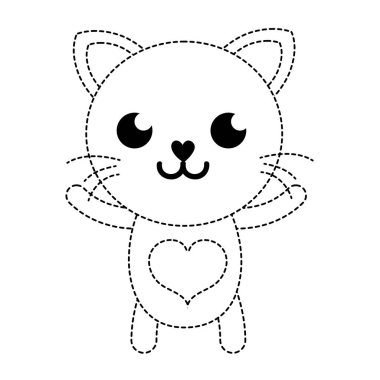 noktalı şekil gülümseme kedi sevimli kedi hayvan vektör çizim
