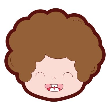 gülümsemek yüz vektör çizim ve renk çocuk kafa kıvırcık saçlı hattı