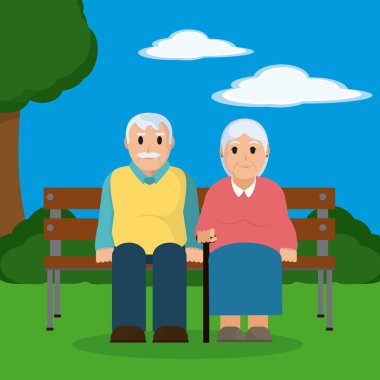 Şirin dedesi çift park vektör çizim grafik tasarımı üzerinde